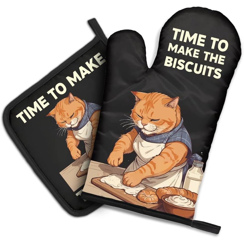 Kitchen Gadgets For Dad - The Biscuits Funny Cat Oven Mitts